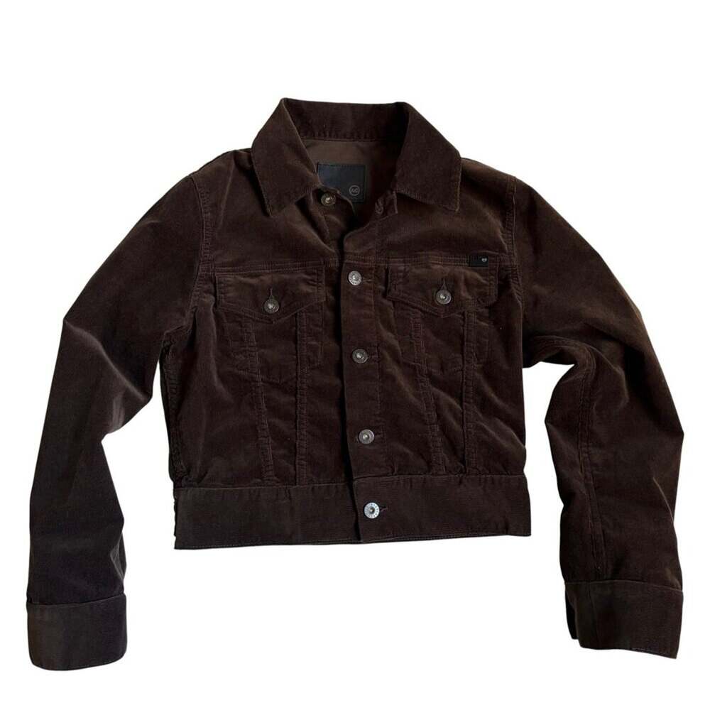 AG Jeans Brown Isa Corduroy Cropped Trucker Jacket - Size Extra Small
